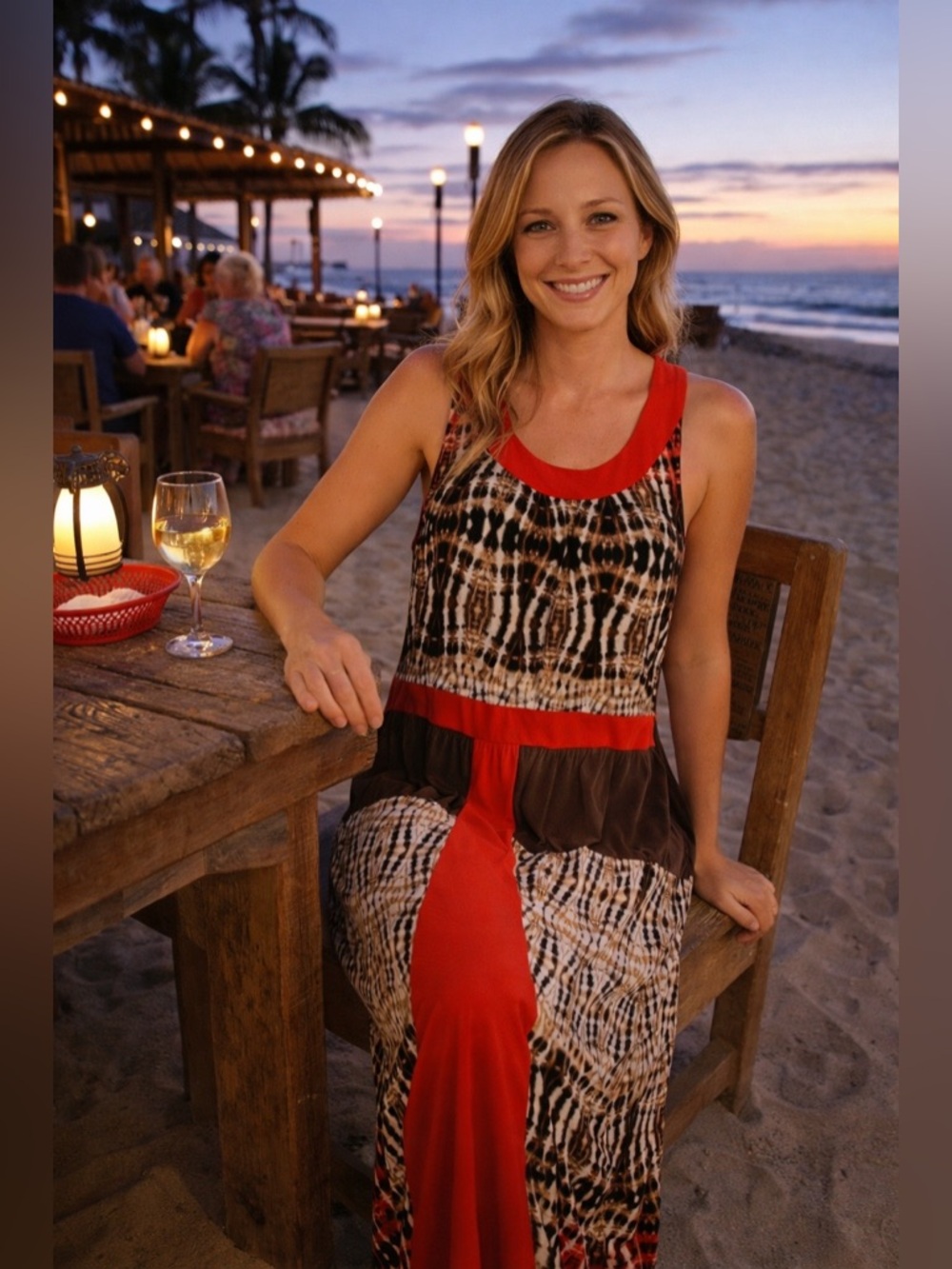 One World Dress Maxi Animal Print Natural S‎ Hippie Mob Wife Resortwear Vaca NWT